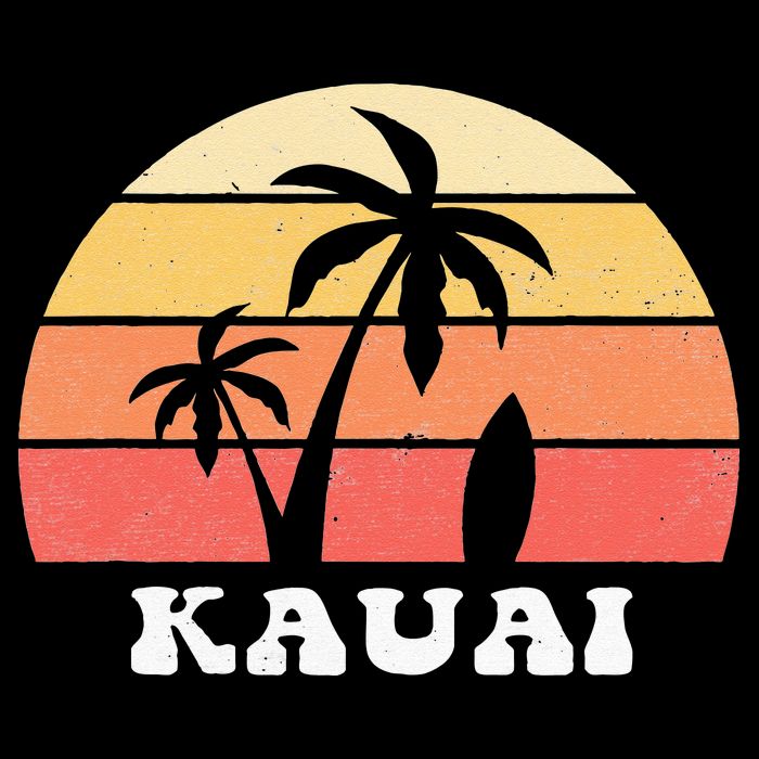 Kauai Hawaii HI Hawaiian Island Palm Tree 70s 80s Retro Surf 7-Panel Snapback Hat