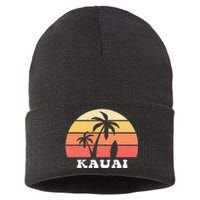 Kauai Hawaii HI Hawaiian Island Palm Tree 70s 80s Retro Surf Sustainable Knit Beanie