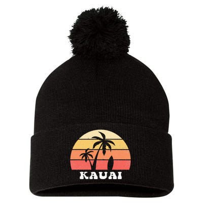 Kauai Hawaii HI Hawaiian Island Palm Tree 70s 80s Retro Surf Pom Pom 12in Knit Beanie