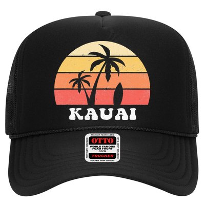 Kauai Hawaii HI Hawaiian Island Palm Tree 70s 80s Retro Surf Trucker Hat