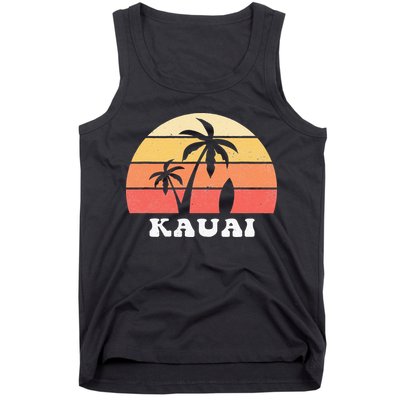 Kauai Hawaii HI Hawaiian Island Palm Tree 70s 80s Retro Surf Tank Top