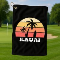 Kauai Hawaii HI Hawaiian Island Palm Tree 70s 80s Retro Surf Golf Towel