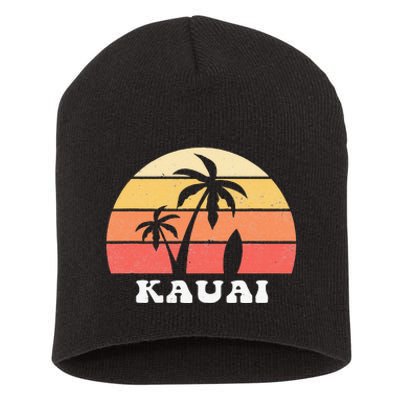 Kauai Hawaii HI Hawaiian Island Palm Tree 70s 80s Retro Surf Short Acrylic Beanie