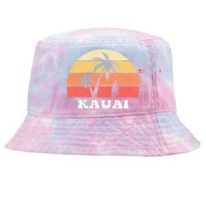 Kauai Hawaii HI Hawaiian Island Palm Tree 70s 80s Retro Surf Tie-Dyed Bucket Hat