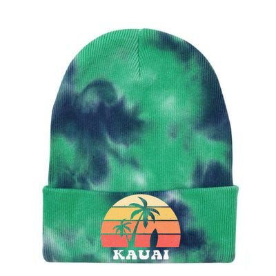 Kauai Hawaii HI Hawaiian Island Palm Tree 70s 80s Retro Surf Tie Dye 12in Knit Beanie