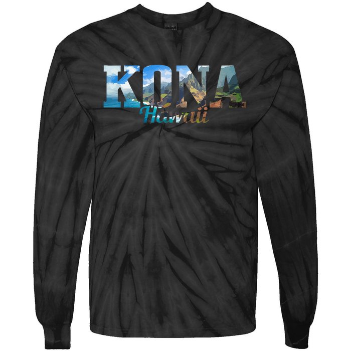 Kona Hawaii Hawaiian Islands Surf Surfing Surfer Gift Tie-Dye Long Sleeve Shirt