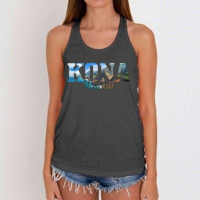 Kona Hawaii Hawaiian Islands Surf Surfing Surfer Gift Women's Knotted Racerback Tank