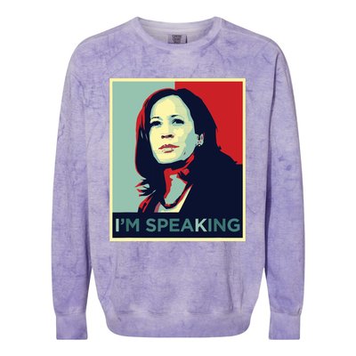 Kamala Harris Im Speaking Quote Colorblast Crewneck Sweatshirt