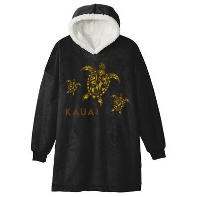 Kauai Hawaiian Island Tribal Turtle Family Hawaii Vacation Gift Hooded Wearable Blanket