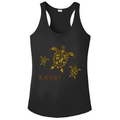 Kauai Hawaiian Island Tribal Turtle Family Hawaii Vacation Gift Ladies PosiCharge Competitor Racerback Tank