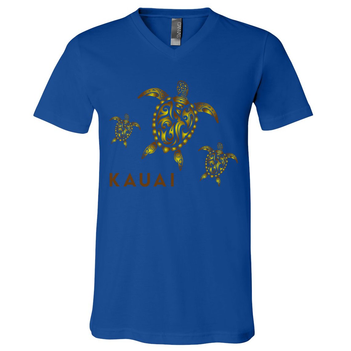 Kauai Hawaiian Island Tribal Turtle Family Hawaii Vacation Gift V-Neck T-Shirt