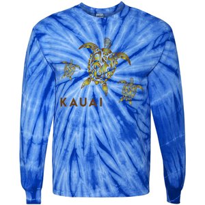 Kauai Hawaiian Island Tribal Turtle Family Hawaii Vacation Gift Tie-Dye Long Sleeve Shirt