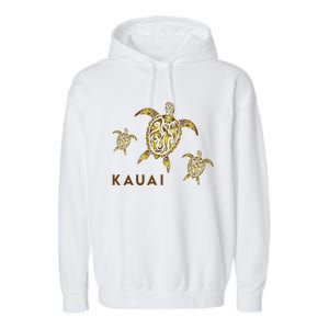 Kauai Hawaiian Island Tribal Turtle Family Hawaii Vacation Gift Garment-Dyed Fleece Hoodie