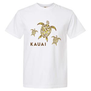 Kauai Hawaiian Island Tribal Turtle Family Hawaii Vacation Gift Garment-Dyed Heavyweight T-Shirt