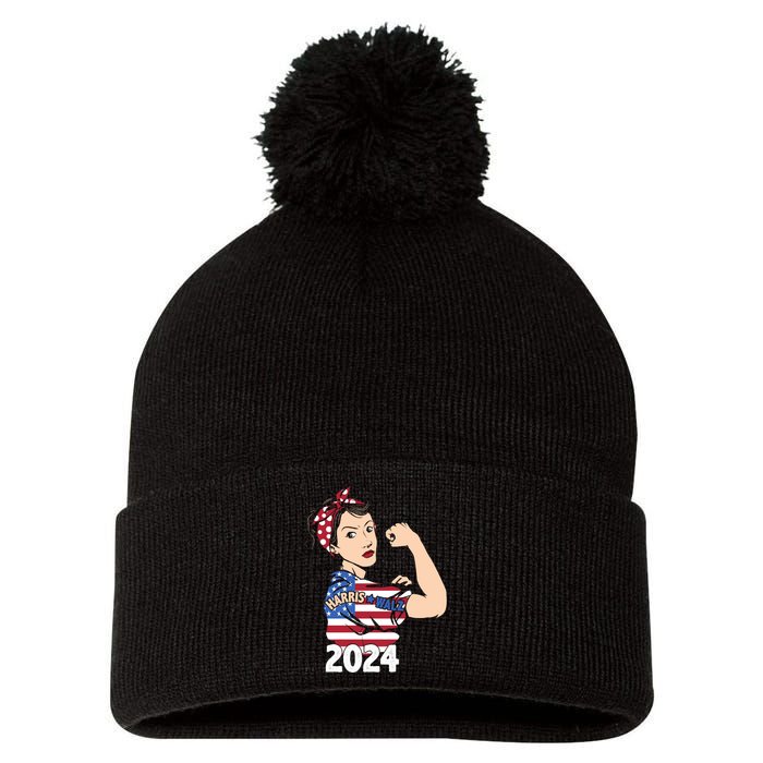 Kamala Harris Inspired Strength Graphic Pom Pom 12in Knit Beanie