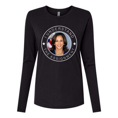 Kamala Harris I Understand The Assignment 2024 Election Emblem Womens Cotton Relaxed Long Sleeve T-Shirt