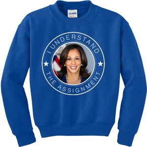 Kamala Harris I Understand The Assignment 2024 Election Emblem Kids Sweatshirt