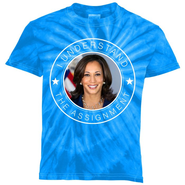 Kamala Harris I Understand The Assignment 2024 Election Emblem Kids Tie-Dye T-Shirt