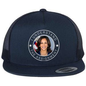 Kamala Harris I Understand The Assignment 2024 Election Emblem Flat Bill Trucker Hat