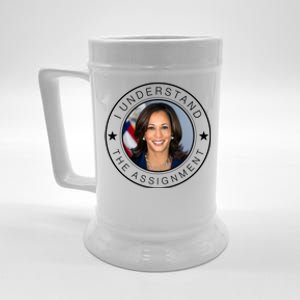 Kamala Harris I Understand The Assignment 2024 Election Emblem Beer Stein