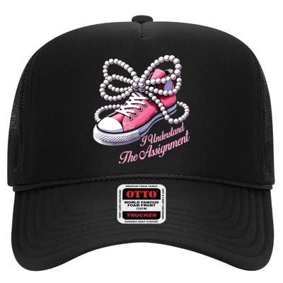 Kamala Harris I Understand The Assignment Shoes Pearl High Crown Mesh Back Trucker Hat