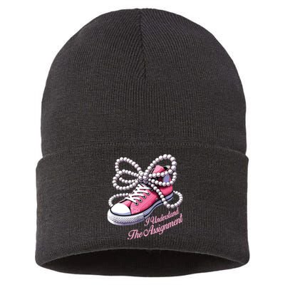 Kamala Harris I Understand The Assignment Shoes Pearl Sustainable Knit Beanie