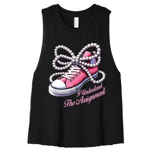 Kamala Harris I Understand The Assignment Shoes Pearl Women's Racerback Cropped Tank