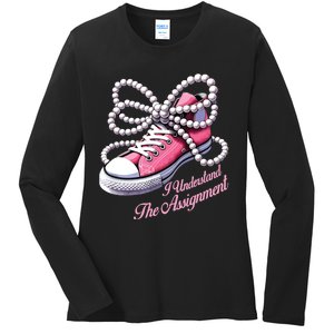 Kamala Harris I Understand The Assignment Shoes Pearl Ladies Long Sleeve Shirt