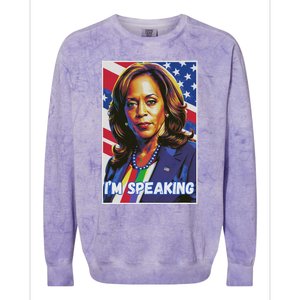 Kamala Harris IM Speaking Quote Colorblast Crewneck Sweatshirt