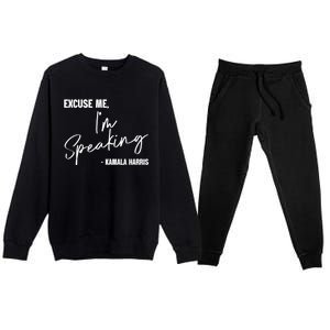 Kamala Harris IM Speaking Empowering S Voice Gift Premium Crewneck Sweatsuit Set