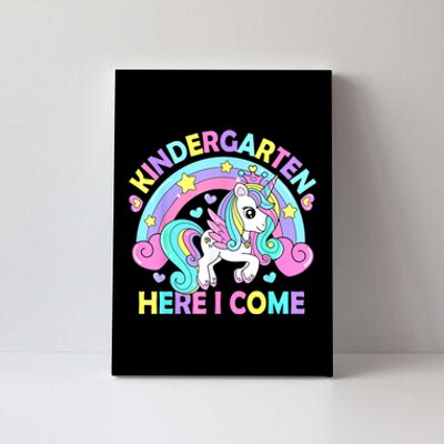 Kindergarten Here I Come Funny Unicorn Girl Back To School Canvas