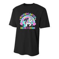 Kindergarten Here I Come Funny Unicorn Girl Back To School Youth Performance Sprint T-Shirt