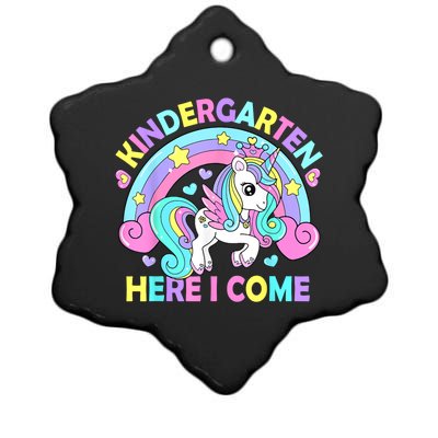 Kindergarten Here I Come Funny Unicorn Girl Back To School Ceramic Star Ornament