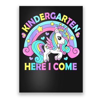 Kindergarten Here I Come Funny Unicorn Girl Back To School Poster