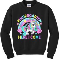 Kindergarten Here I Come Funny Unicorn Girl Back To School Kids Sweatshirt