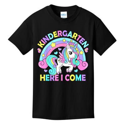 Kindergarten Here I Come Funny Unicorn Girl Back To School Kids T-Shirt