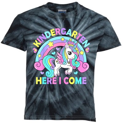 Kindergarten Here I Come Funny Unicorn Girl Back To School Kids Tie-Dye T-Shirt