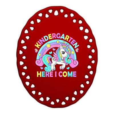 Kindergarten Here I Come Funny Unicorn Girl Back To School Ceramic Oval Ornament