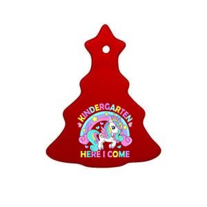 Kindergarten Here I Come Funny Unicorn Girl Back To School Ceramic Tree Ornament