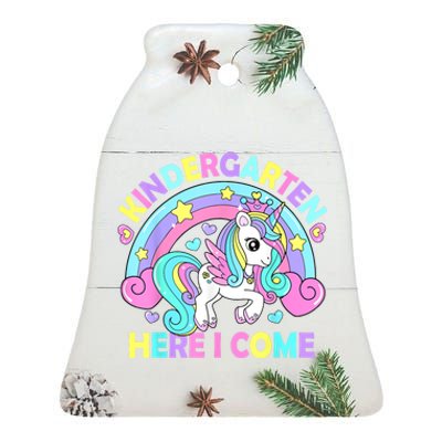 Kindergarten Here I Come Funny Unicorn Girl Back To School Ceramic Bell Ornament