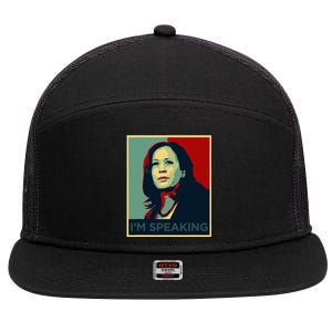 Kamala Harris Im Speaking Quote Joe Biden 2024 7 Panel Mesh Trucker Snapback Hat