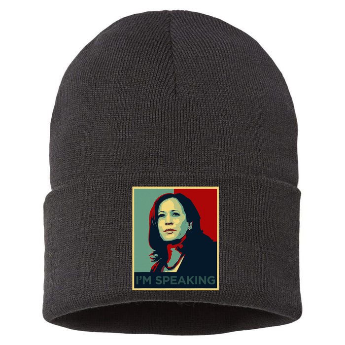 Kamala Harris Im Speaking Quote Joe Biden 2024 Sustainable Knit Beanie