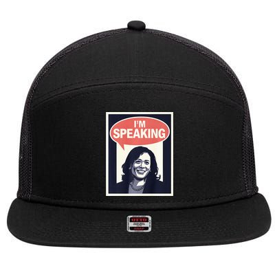 Kamala Harris IM Speaking 2024 First Female President 7 Panel Mesh Trucker Snapback Hat