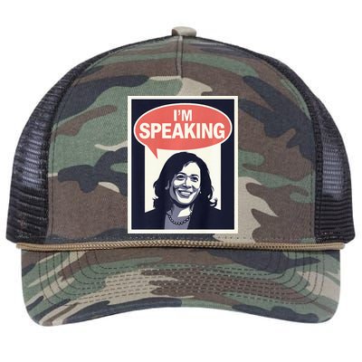 Kamala Harris IM Speaking 2024 First Female President Retro Rope Trucker Hat Cap