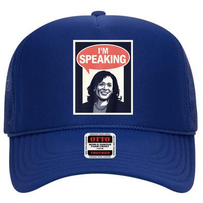 Kamala Harris IM Speaking 2024 First Female President High Crown Mesh Back Trucker Hat