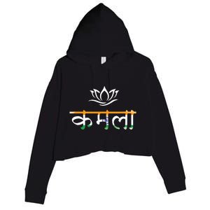 Kamala Harris Indian Roots Hindi Lotus Crop Fleece Hoodie