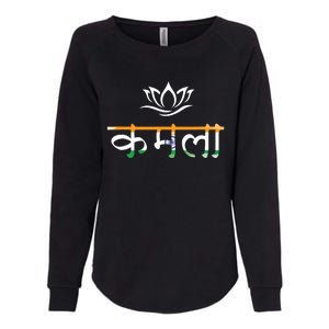 Kamala Harris Indian Roots Hindi Lotus Womens California Wash Sweatshirt