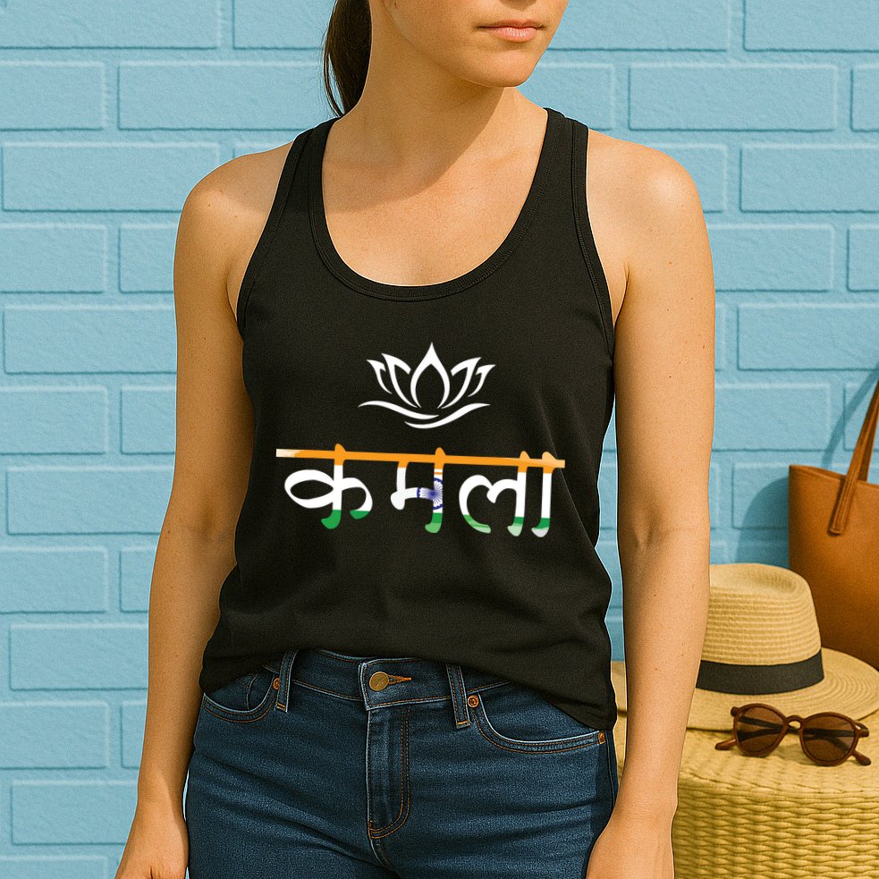Kamala Harris Indian Roots Hindi Lotus Womens Tank Top