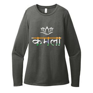 Kamala Harris Indian Roots Hindi Lotus Womens CVC Long Sleeve Shirt