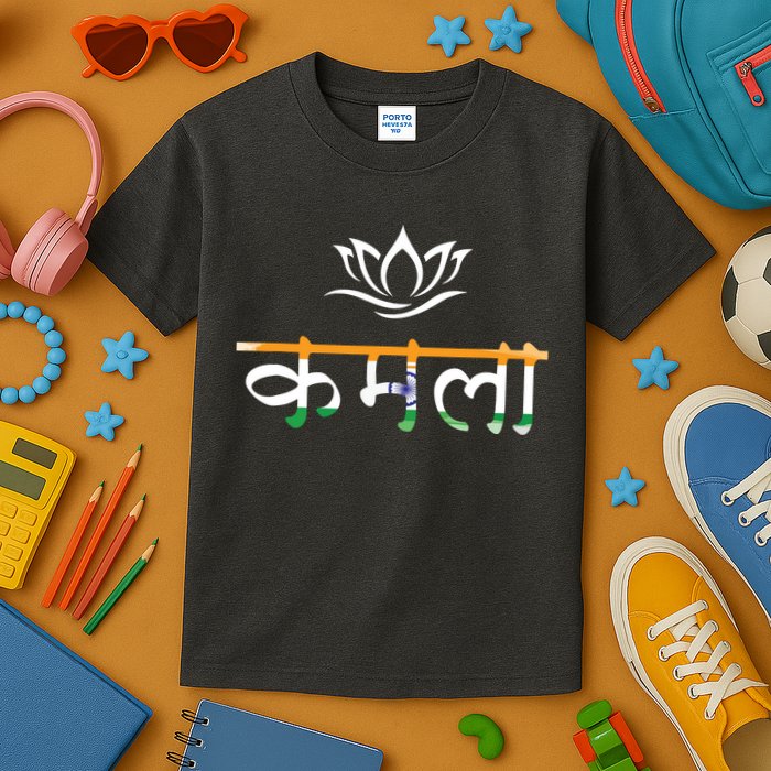 Kamala Harris Indian Roots Hindi Lotus Kids T-Shirt